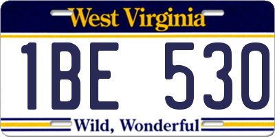 WV license plate 1BE530