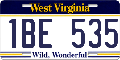 WV license plate 1BE535