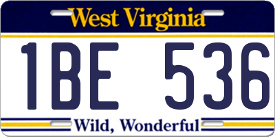 WV license plate 1BE536