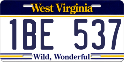 WV license plate 1BE537