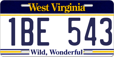 WV license plate 1BE543