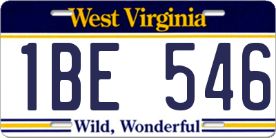 WV license plate 1BE546