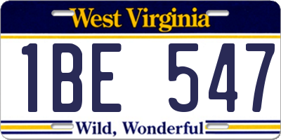 WV license plate 1BE547
