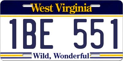 WV license plate 1BE551