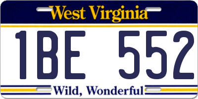 WV license plate 1BE552