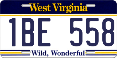 WV license plate 1BE558
