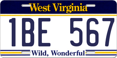 WV license plate 1BE567