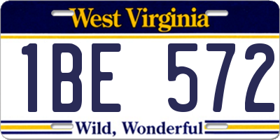 WV license plate 1BE572