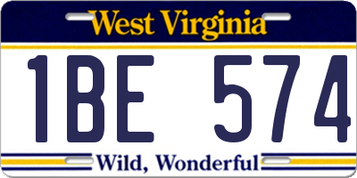 WV license plate 1BE574