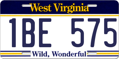 WV license plate 1BE575