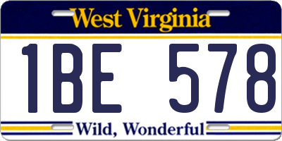 WV license plate 1BE578