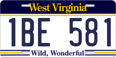 WV license plate 1BE581