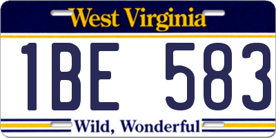 WV license plate 1BE583