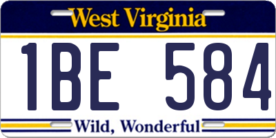 WV license plate 1BE584