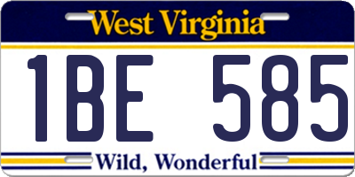 WV license plate 1BE585