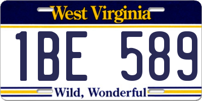 WV license plate 1BE589