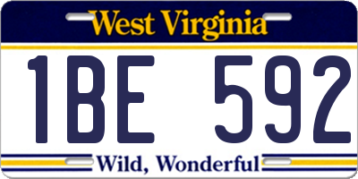 WV license plate 1BE592