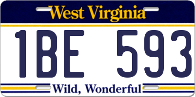 WV license plate 1BE593