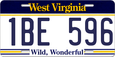 WV license plate 1BE596