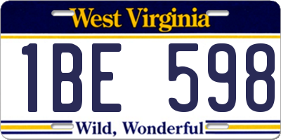 WV license plate 1BE598
