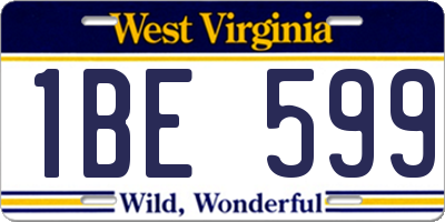 WV license plate 1BE599