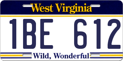 WV license plate 1BE612