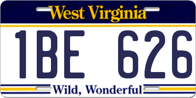 WV license plate 1BE626