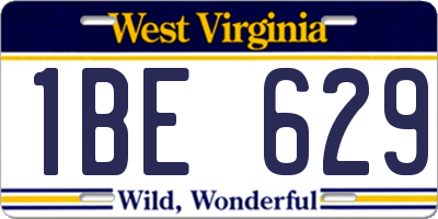 WV license plate 1BE629