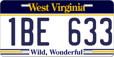 WV license plate 1BE633