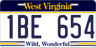 WV license plate 1BE654