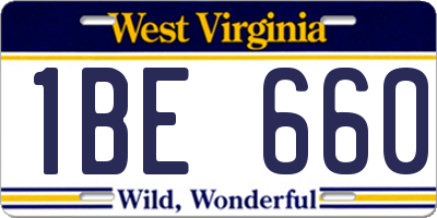 WV license plate 1BE660