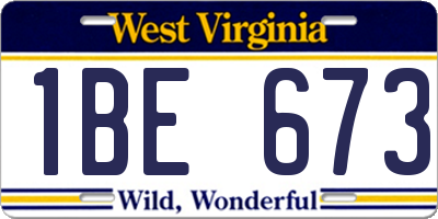 WV license plate 1BE673