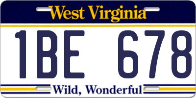 WV license plate 1BE678