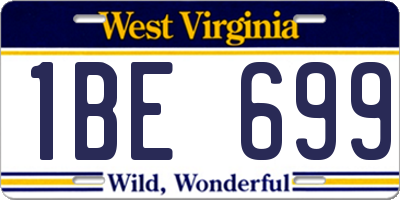 WV license plate 1BE699