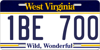 WV license plate 1BE700