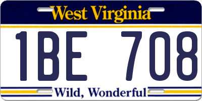 WV license plate 1BE708