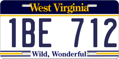 WV license plate 1BE712