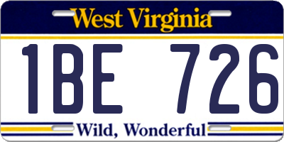 WV license plate 1BE726