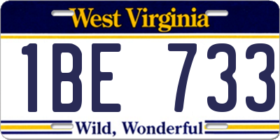 WV license plate 1BE733