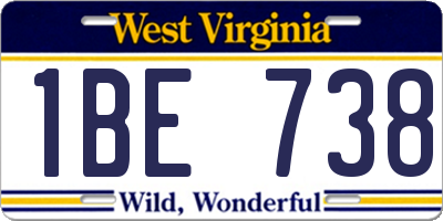 WV license plate 1BE738