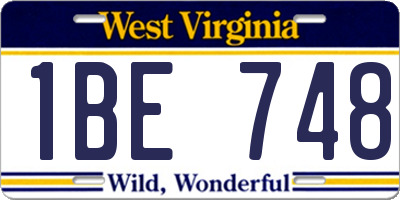 WV license plate 1BE748