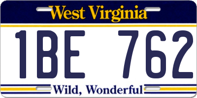 WV license plate 1BE762