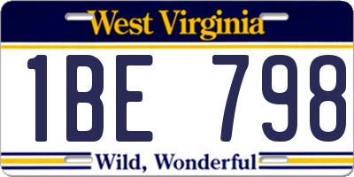 WV license plate 1BE798