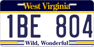 WV license plate 1BE804