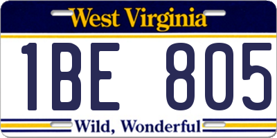 WV license plate 1BE805