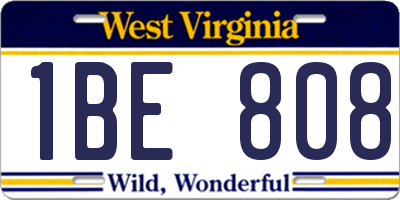 WV license plate 1BE808