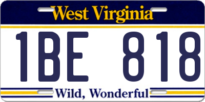 WV license plate 1BE818