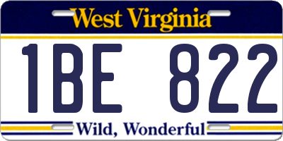 WV license plate 1BE822