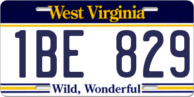 WV license plate 1BE829