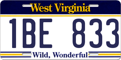WV license plate 1BE833